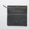 Leather clutch bag - fog gray, inside
