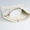 Clutch leather bag in white, opening