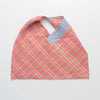 Hand woven cotton Azuma bag (S) - salmon & blue