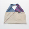 Hand woven cotton Azuma bag (S) - dark pink & blue, inside