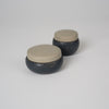 Pot in dark blue-gray with lid in sandy gray