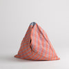 Hand woven cotton Azuma bag (S) - salmon & blue