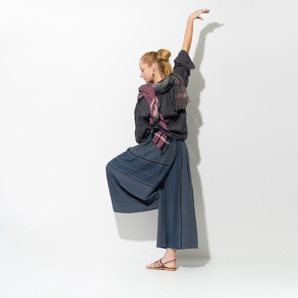 "Only One" Wide Pants Long in cotton blue