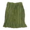 Gathered skirt in clover green with side ribbon ties & elasticized waistband, back