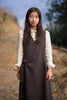 Cache-coeur dress in sumikuro gray-brown linen