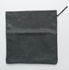 Hand stitched leather clutch bag in fog gray