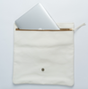 Hand stitched leather clutch bag in white