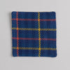 Hand woven cotton coaster - blue & yellow, front