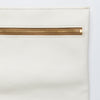 Clutch leather bag in white, zip