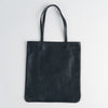 Leather tote bag in navy, flat