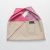 Hand woven cotton Azuma bag (S) - pink & blue, inside