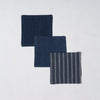Marukawa Shoten Cotton coaster in fine blue indigo stripes (3 pack) - Matsusaka Momen