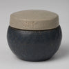 Small pot in dark blue-gray with lid in sandy gray