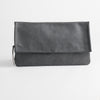 Leather clutch bag - fog gray, front