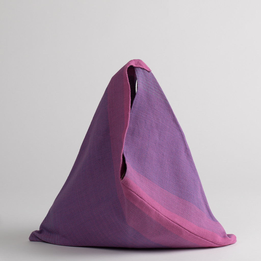 Hand woven cotton Azuma bag (L) - violet & pink
