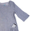 Dress in fine blue striped European linen with pockets, pocket 2