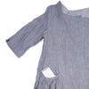 Dress in fine blue striped European linen with pockets, pocket 1