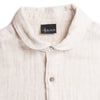 Gauze lined, round collar button tunic in ecru, collar