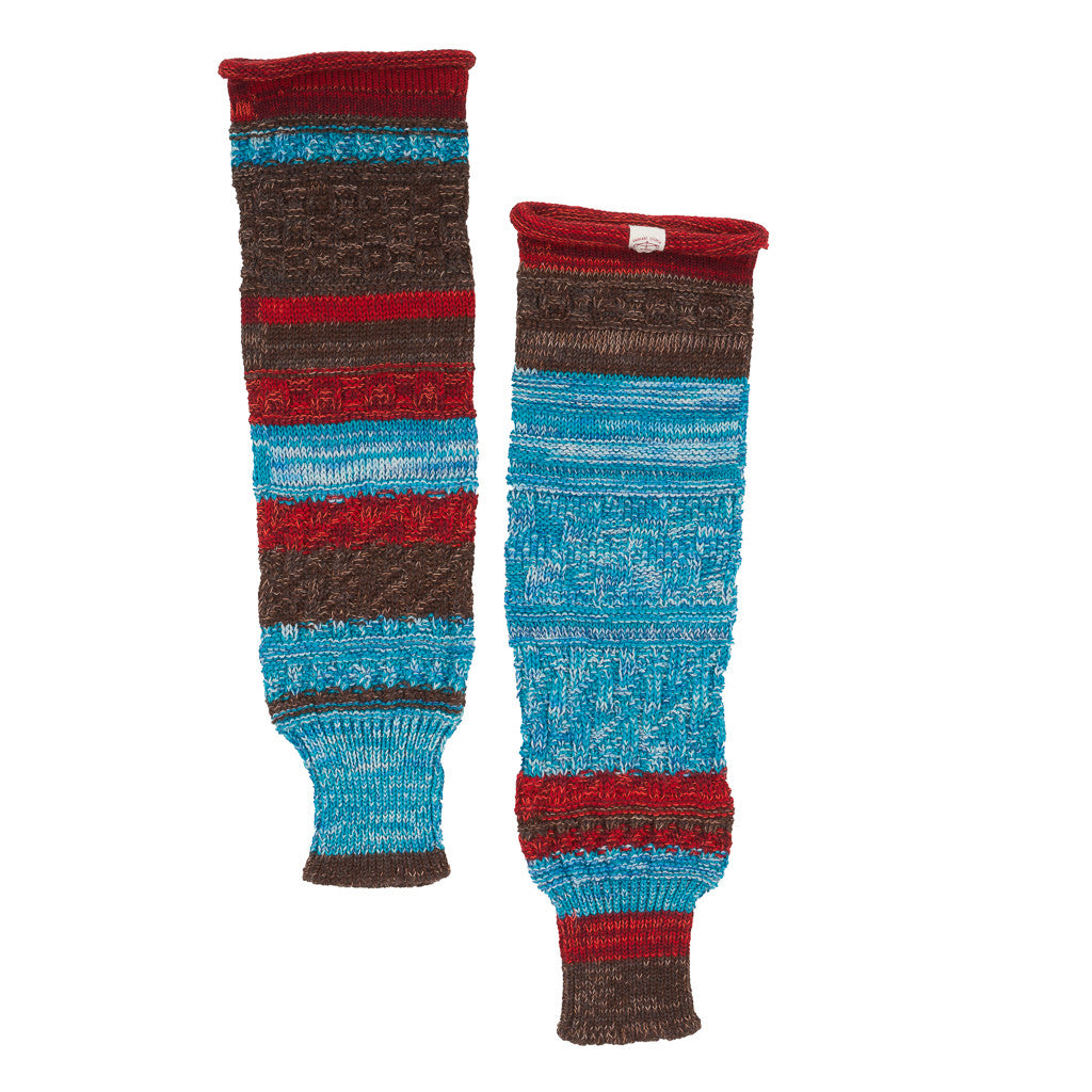 Only One “Boso” Arm & Leg Warmer in wool and cotton - blue & brown