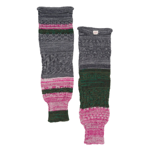 "Only One" “Boso” Arm & Leg Warmer in wool and cotton - pink & grey