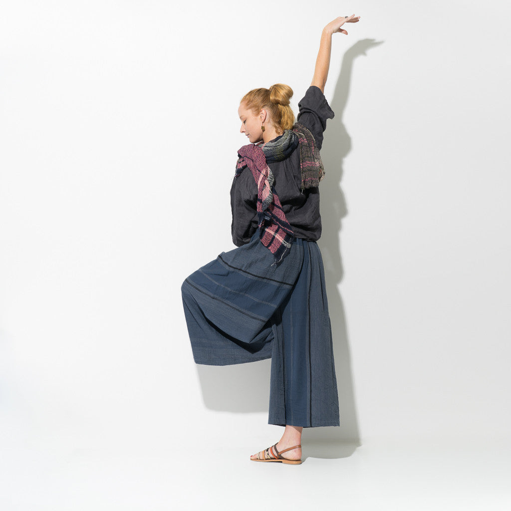 "Only One" Wide Pants Long in cotton blue