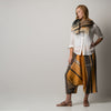 "Only One" Tarun pants (divided skirt) long in wool & cotton - orange & brown
