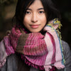 Scarf "Roots Shawl" in wool & cotton - pink & chocolate brown
