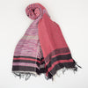 Scarf "Roots Shawl" in wool & cotton - pink & brown, rolled