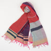 Scarf "Roots Shawl" in wool & cotton - red & purple, rolled