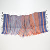 Scarf "Roots Shawl" in wool & cotton - salmon & blue, crumpled
