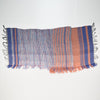 Scarf "Roots Shawl" in wool & cotton - salmon & blue, flat