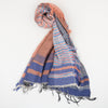 Scarf "Roots Shawl" in wool & cotton - salmon & blue