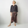 "Only One" Tarun pants (divided skirt) long in wool & cotton - brown & pink